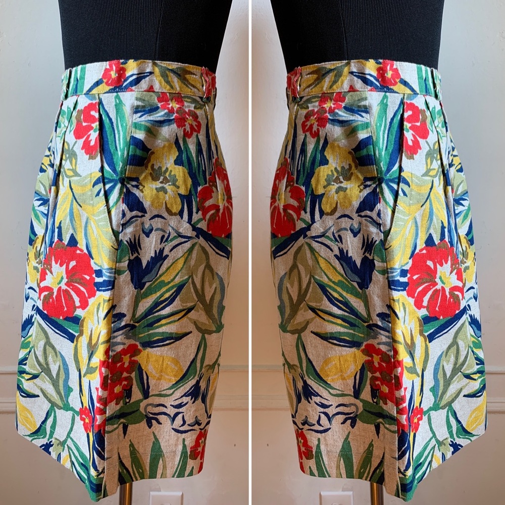 Vintage Linen Floral High Waist Shorts - Picture 5 of 6
